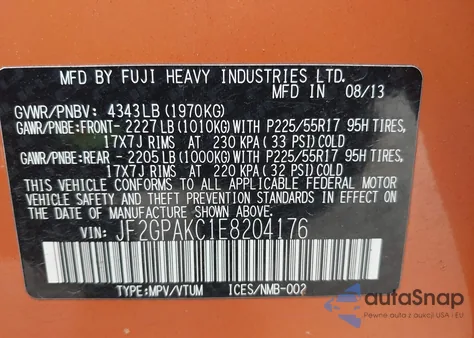 2014 Subaru Xv Crosstrek 2.0I Limited z USA, uszkodzony, nr VIN JF2GPAKC1E8204176